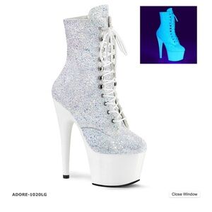 Pleaser Platform Boots- White UV Glitter